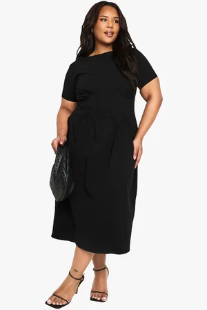 Boohoo Womens plus bengaline rouched midi skater dress - - 26