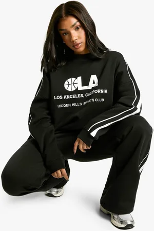 Boohoo Womens LA Basketball Side Striped Oversized Sweatshirt - - L
