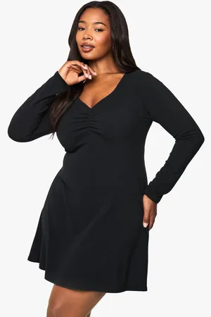 Boohoo Womens plus rib ROUCHED DETAIL MINI SKATER DRESS - - 20