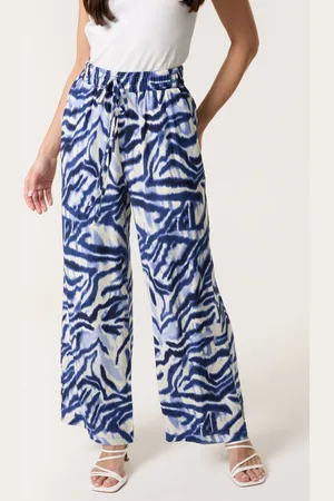 Blue Vanilla Womens Printed Elastic Trousers - M/L