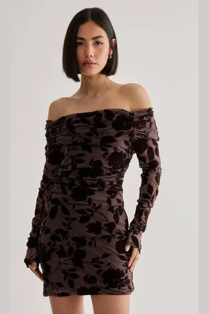 NASTY GAL Womens Floral Devore Ruched Mini Dress - - L