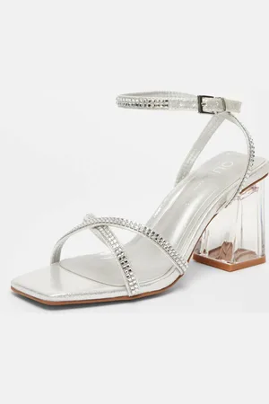Quiz Womens Silver Wide Fit Diamante Heels - - 5