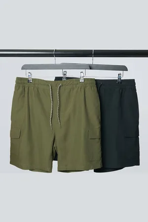 Threadbare 2 Pack Mid Length Cargo Swim Shorts - - S