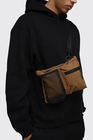Boohoo Nylon Cross Body Multi Pocket Bag In Tan - - One Size