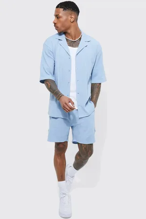 Boohoo Double Knit Jersey Texture Short Sleeve Shirt And Short Set - - XS