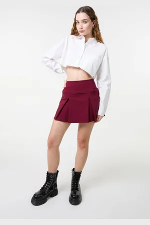 Pink Vanilla Womens Wine Mini Pleated Skort - - L