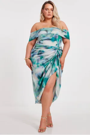 Quiz Womens Curve Satin Marble Print Midi Dress - 20