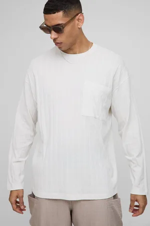 Boohoo Oversized Soft Rib Pocket Detail Long Sleeve T-Shirt - - S