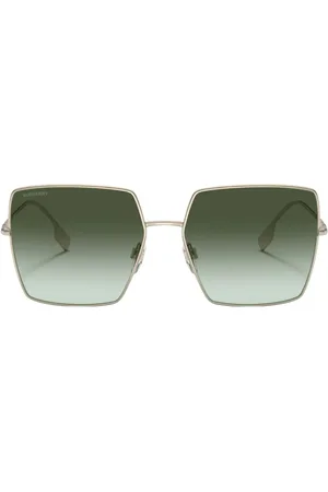 Burberry Womens Daphne Green Square Lens Gold Sunglasses - - One Size