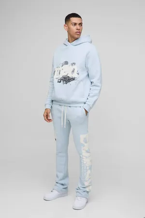 Boohoo Regular Fit Man Graphic Flared Stacked Hooded Tracksuit - - M