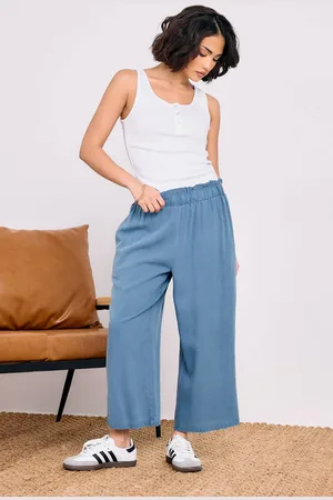 PixieGirl Womens Petite Acid Wash Cropped Trousers - - 12