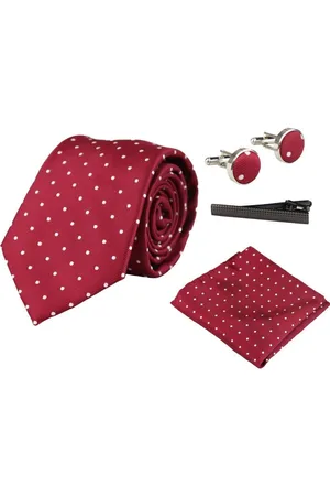 PAUL ANDREW Polka Dot Tie Pocket Square Cufflinks Clip Set - - One Size