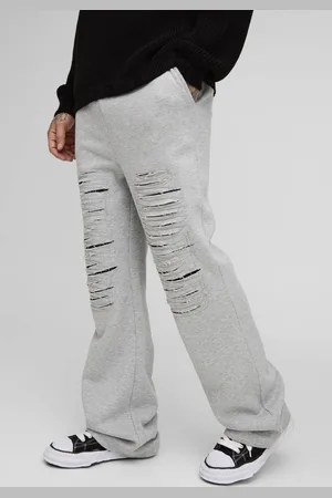 Boohoo Tall Heavy Weight Relaxed Fit Distressed Flare Joggers - - XL