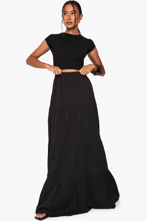 Boohoo Womens Tiered Cotton Poplin Maxi Skirt - - 8