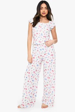 Boohoo Womens Fruit Print Button Detail Short Sleeve Top & Trousers Pyjama Set - - 16