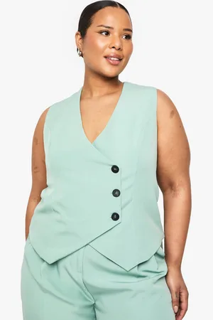 Boohoo Womens Plus Woven Tailored Wrap Button Down Waistcoat - - 22