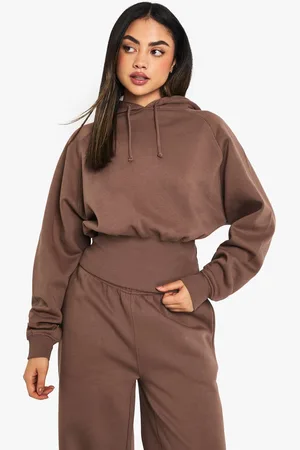 Boohoo Womens Deep rib cinched waist Hoodie - - XS