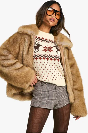 Boohoo Womens Christmas Reindeer Knitted Jumper - - L