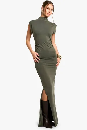 Boohoo Womens Ruched High Neck Midaxi Dress - - 14