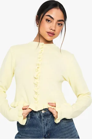 Boohoo Womens Ruffle Front Lightweight Knitted Cardigan - - XS