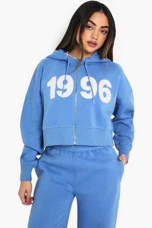 Boohoo Womens 1996 Self Fabric Applique Cropped Hoodie - - M