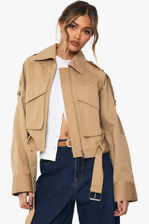Boohoo Womens Short Belted Utility Trench Coat - - 14