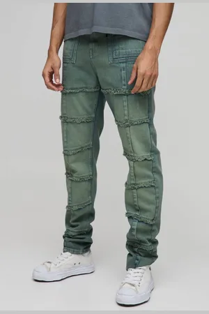 Boohoo Slim Rigid Stacked Distressed Seam Detail Jeans - - 32R