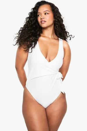 Boohoo Womens Plus Swimwear Essentials Tummy Control Wrap Swimsuit - - 18