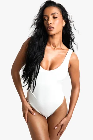 Boohoo Womens Swimwear Essentials Ruched Tummy Control Swimsuit - - 12