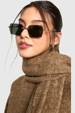 Boohoo Womens Gold Metal Hexagonal Sunglasses - - One Size