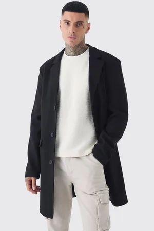 Boohoo Tall Single Breasted Wool Look Overcoat in - S
