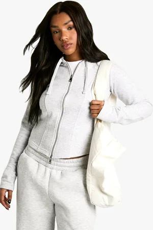 Boohoo Womens Corset Detail Zip Through Hoodie - - M