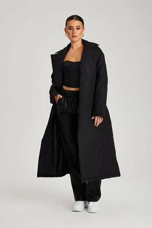 Urban Bliss Womens Longline Quilted Belted Jacket - 16
