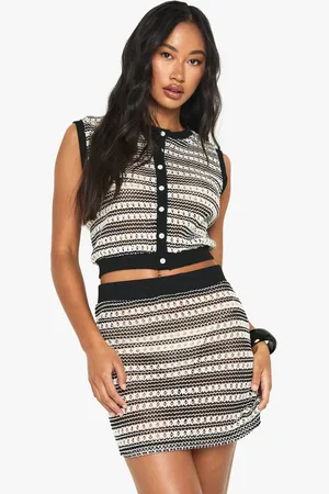Boohoo Womens Crochet Stripe Waistcoat - - 16
