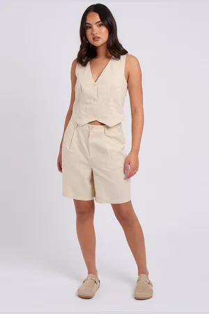 Urban Bliss Womens White Linen Blend Short - - 14