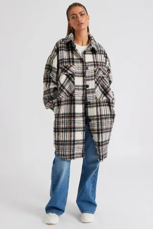 Urban Bliss Womens Check Longline Shacket - - 10