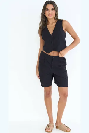 Urban Bliss Womens White Linen Blend Short - - 10