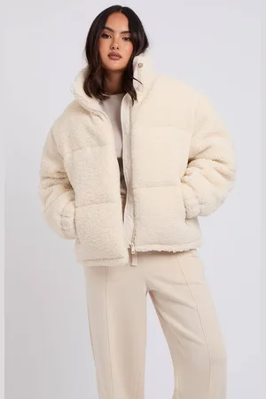 Urban Bliss Womens Cream Teddy Borg Short Coat - - 16
