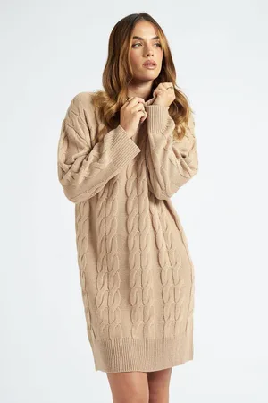 Urban Bliss Womens Camel Crew Neck Mini Dress - - L