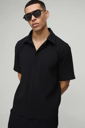 Boohoo Regular Concealed Placket Pleated Short Sleeve Shirt - - XL