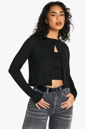 Boohoo Womens Rib 2In1 Cami Top And Cardigan Set - - 16