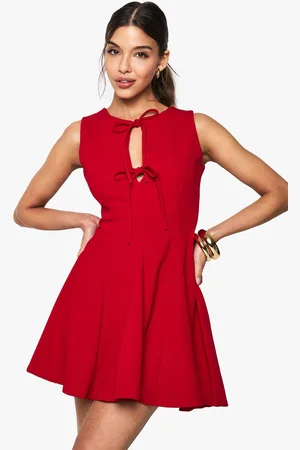 Boohoo Womens Tie Front Skater Mini Dress - - 14