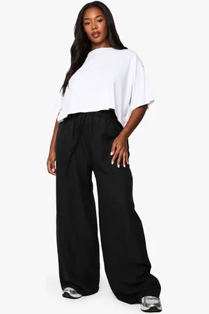 Boohoo Womens Plus Scuba Crepe Contrast Straight Leg Trouser - - 26