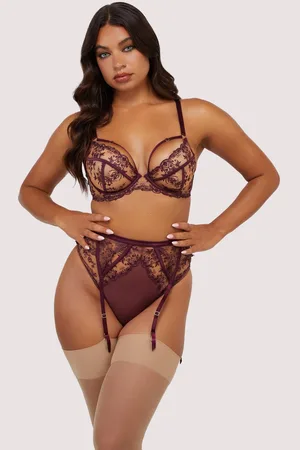 Playful Promises Womens Cassia Wine Custom Embroidery Suspender - - 18