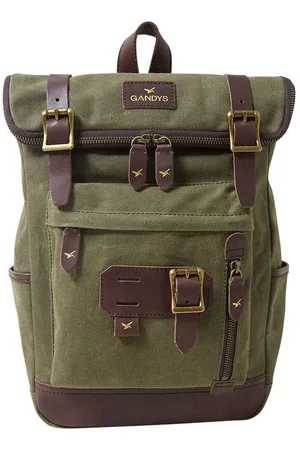 Gandys Khaki Slate Waxed Cotton Mini Bali Backpack - - One Size