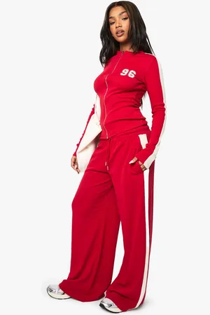 Boohoo Womens Side Stripe Wide Leg Jogger - - S