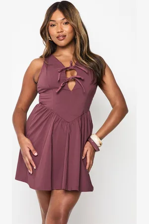 Boohoo Womens Plus Tie Front Skater Dress - - 20
