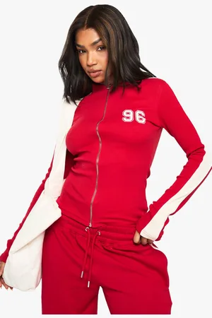 Boohoo Womens 96 Rib Shrunken Zip Through Top - - M