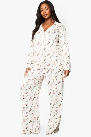 Boohoo Womens Plus Cowboy Print Shirt and PJ Trouser - - 24