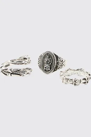 Boohoo Signet Ring 3 Pack - - S/M